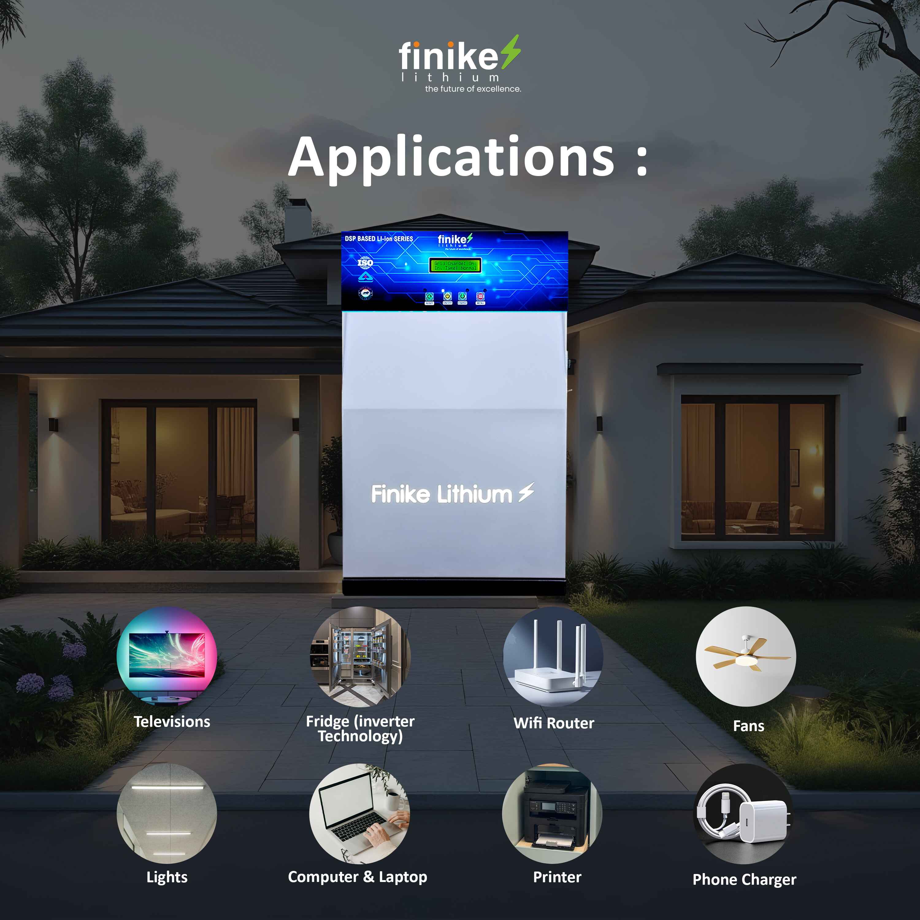 Finike Lithium 2100 VA Inverter with Upto 12 Year Life Integrated 2560Wh Lithium-Ion Battery for Home Office & Shops (3 Year Warranty on Inverter and Battery) - Image 9