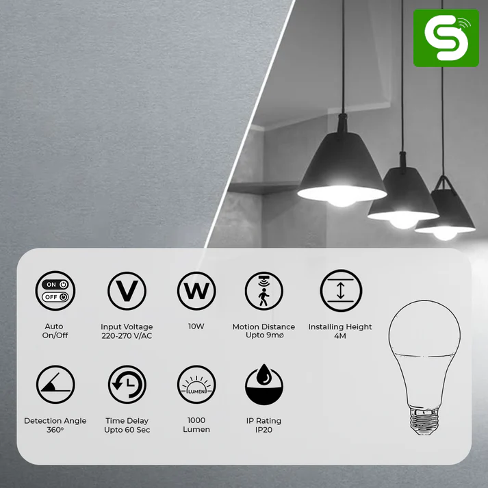 Motion Sensor Bulb E27 15W Dimmable - Image 3