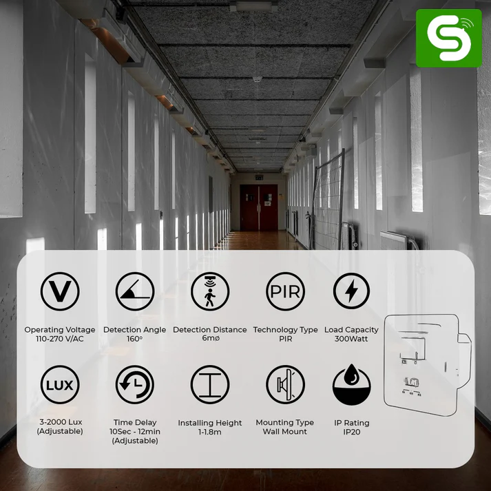 Concealed Wall Mount PIR 160° ESY-P14 - Image 2