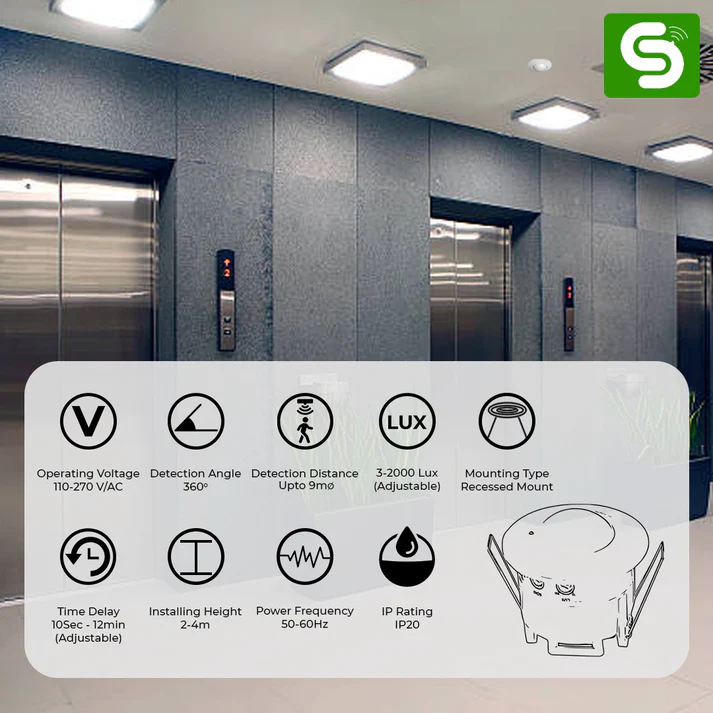 Microwave Motion Sensor 360° Recessed ESY-M30 - Image 2